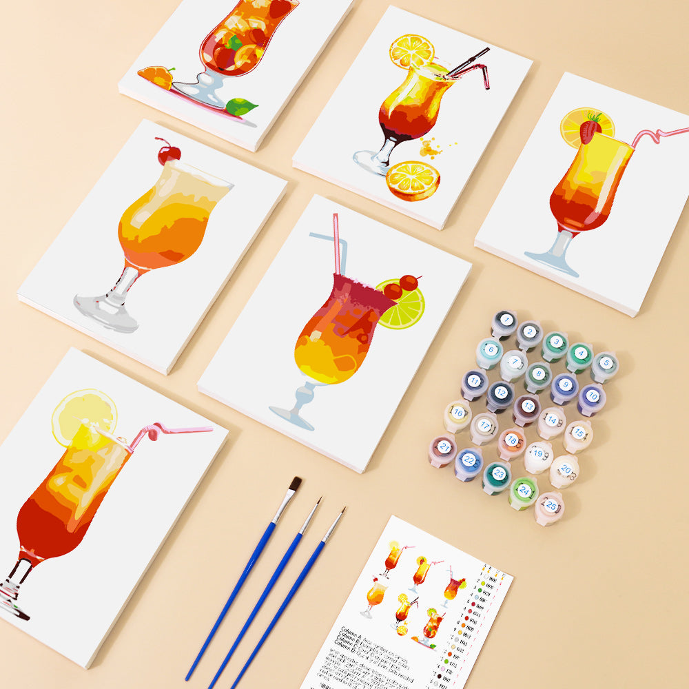 Tropical Cocktail Glasses mini paint by numbers – image 1