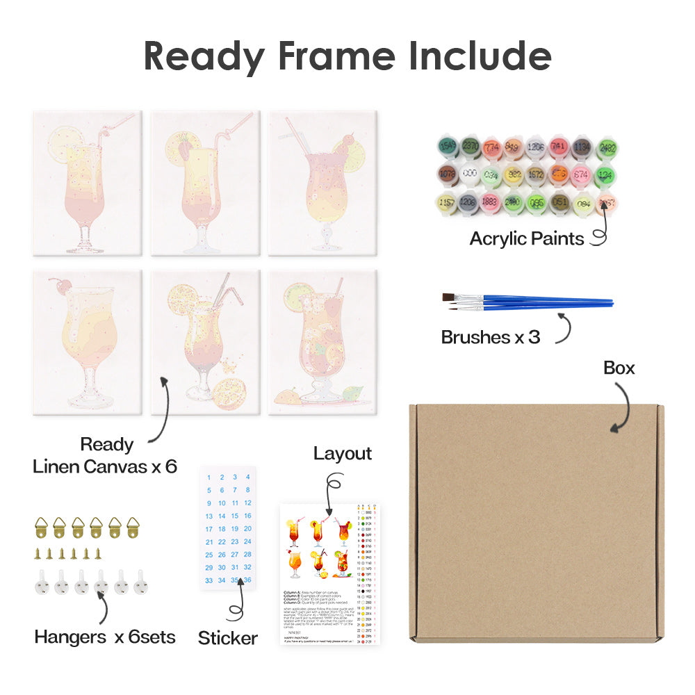 Tropical Cocktail Glasses mini paint by numbers – image 20