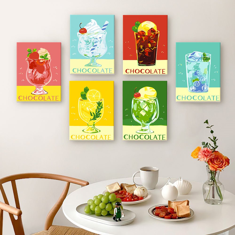 Retro Ice Cream Drinks mini paint by numbers – image 15