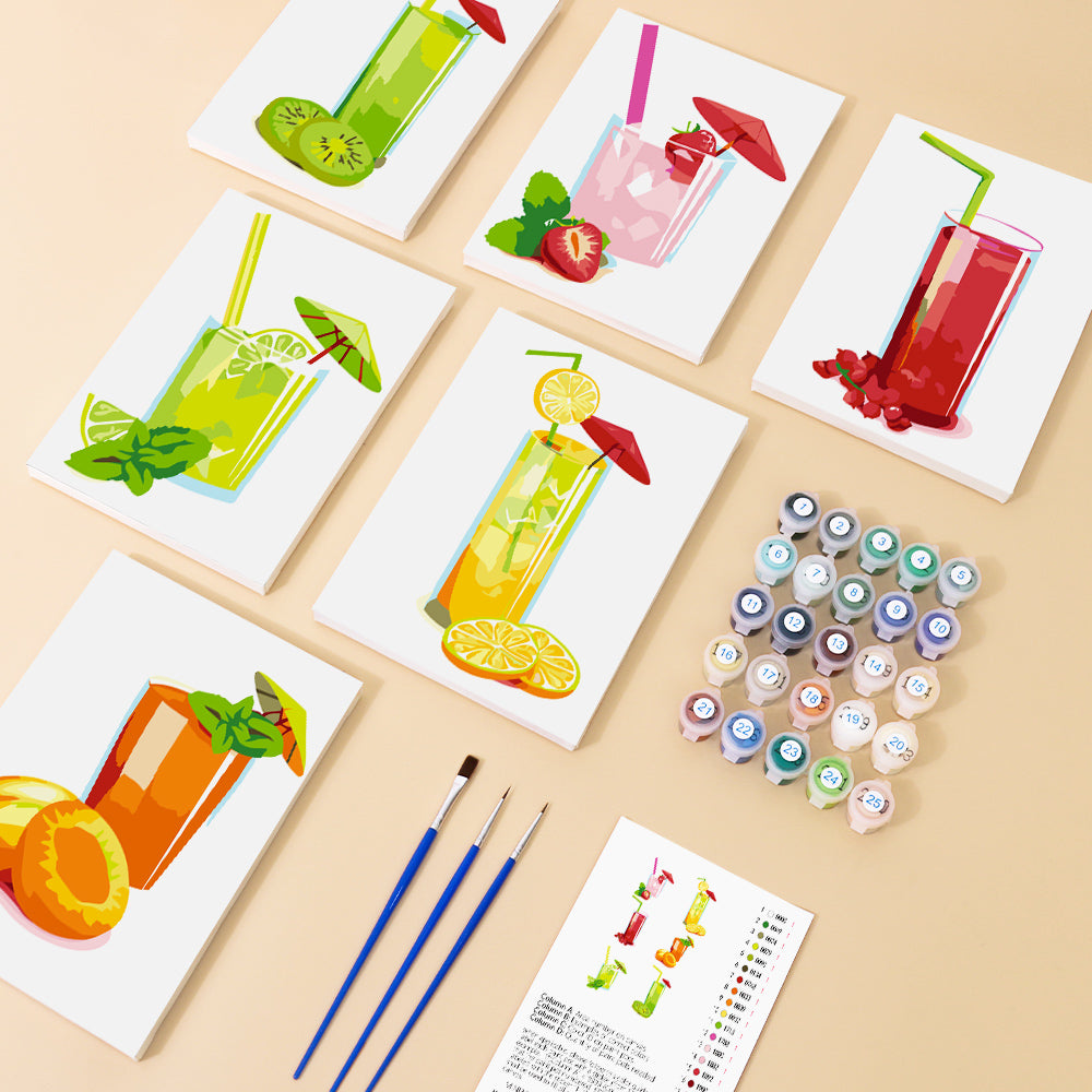 Fresh Fruit Drinks mini paint by numbers – image 1
