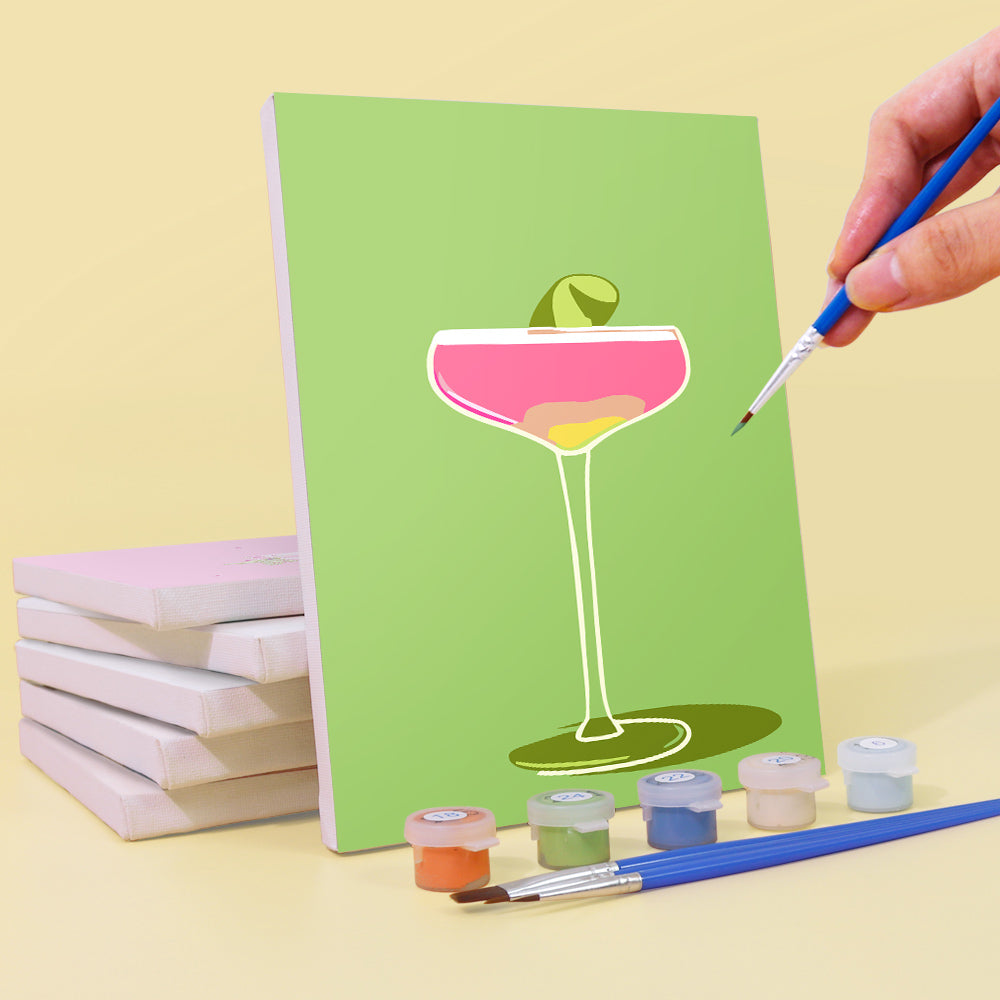 Martini Glasses on Color Blocks mini paint by numbers – image 3