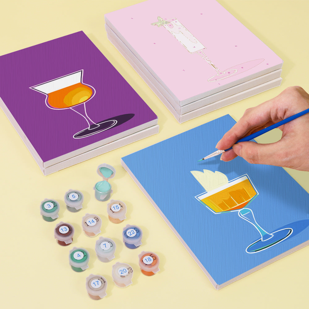Martini Glasses on Color Blocks mini paint by numbers – image 4