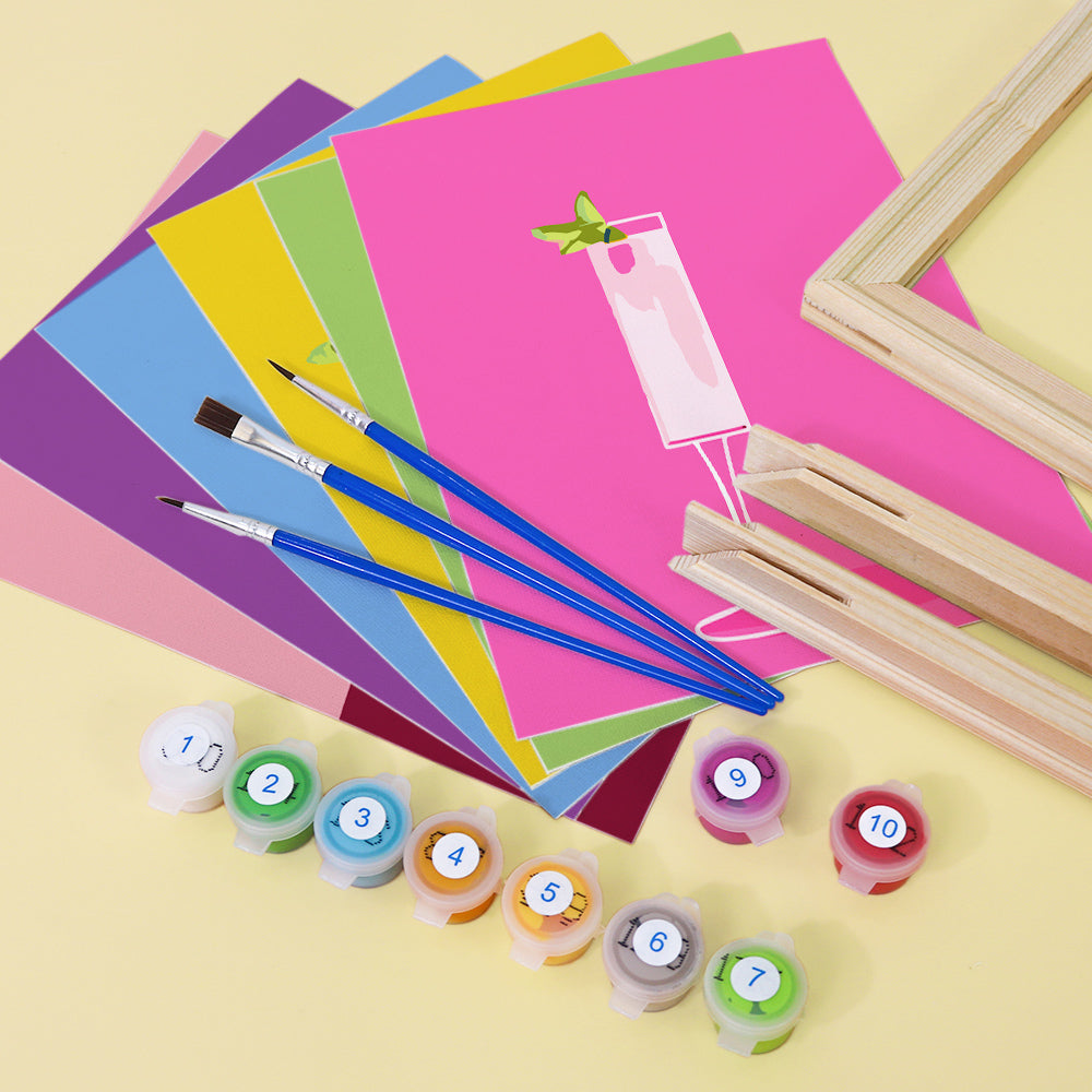 Martini Glasses on Color Blocks mini paint by numbers – image 12