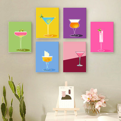 Martini Glasses on Color Blocks mini paint by numbers – image 15