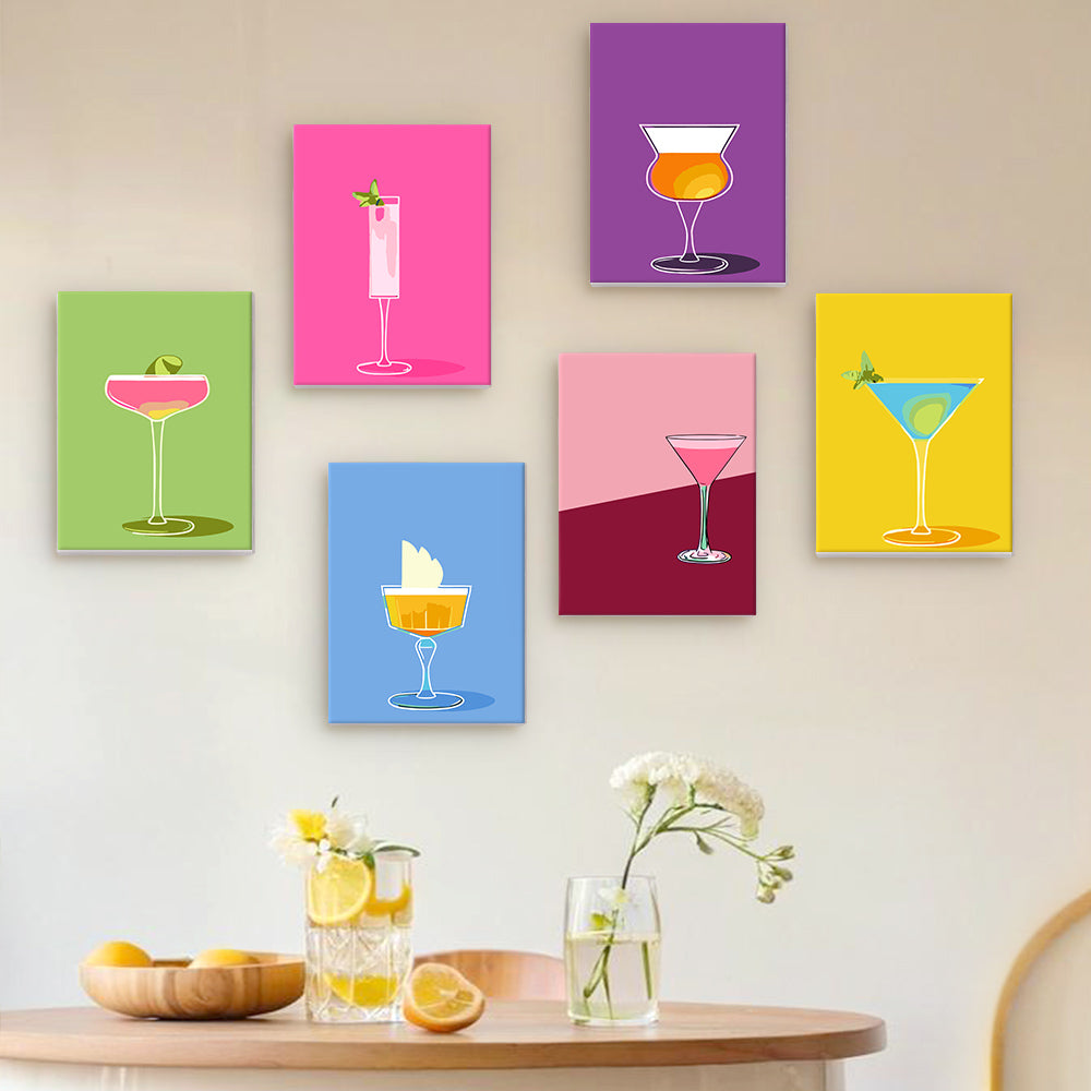 Martini Glasses on Color Blocks mini paint by numbers – image 16