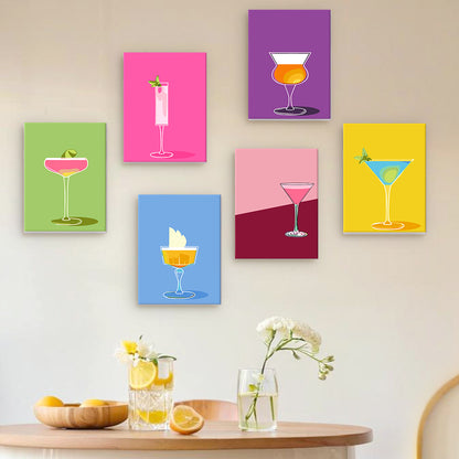 Martini Glasses on Color Blocks mini paint by numbers – image 16