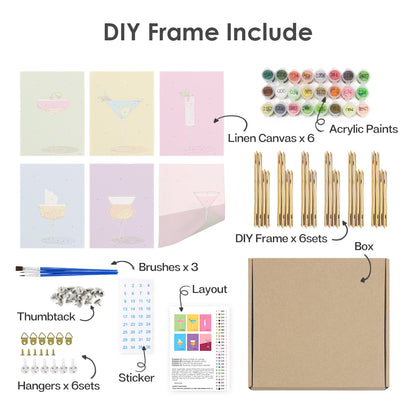 Martini Glasses on Color Blocks mini paint by numbers – image 17