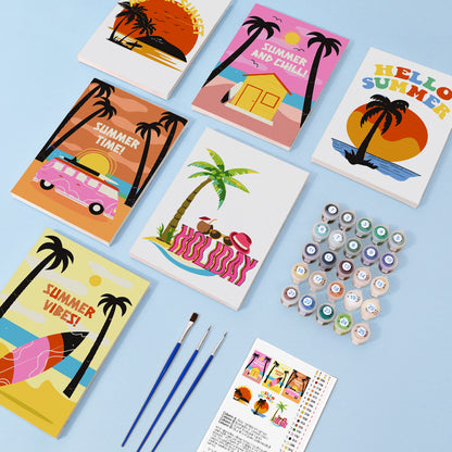 Sunset Palms and Surf Van mini paint by numbers – image 1