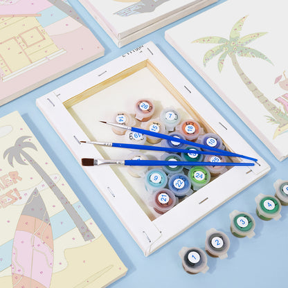 Sunset Palms and Surf Van mini paint by numbers – image 2