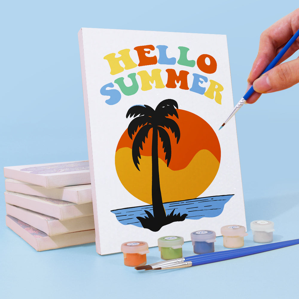 Sunset Palms and Surf Van mini paint by numbers – image 3