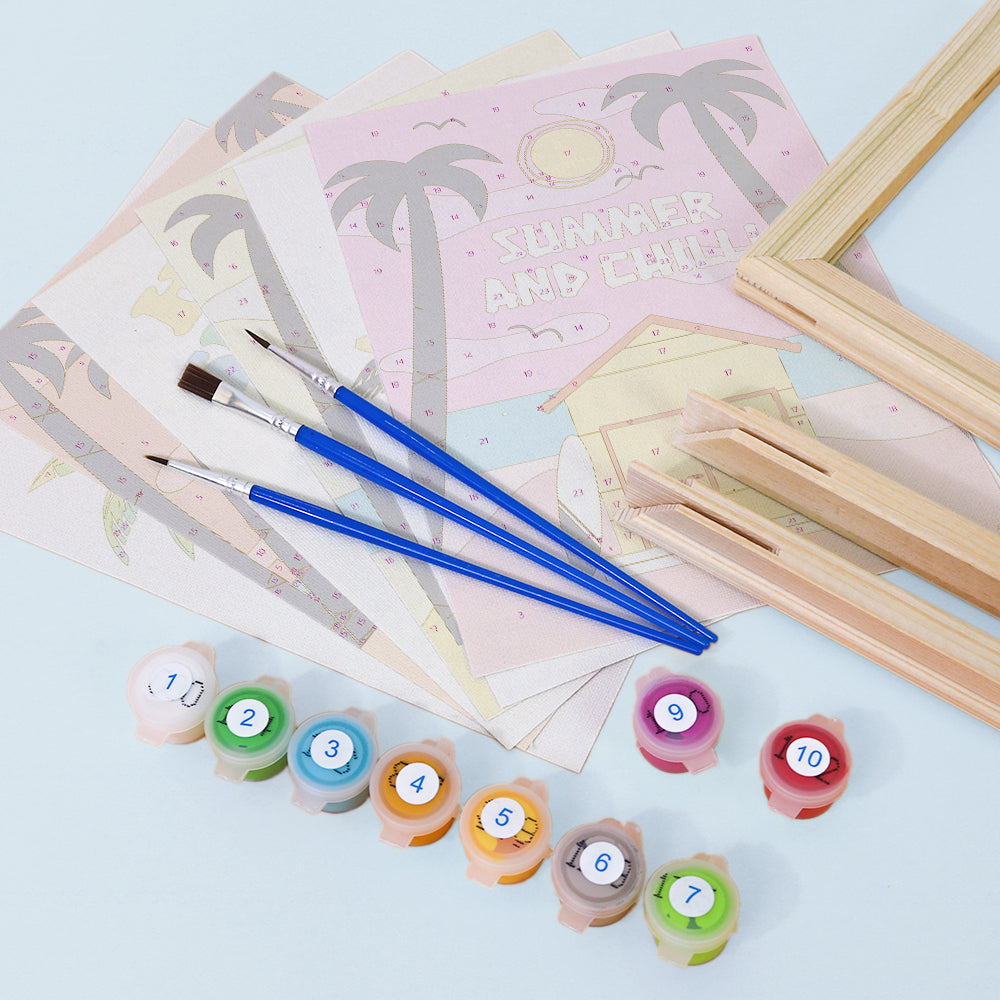 Sunset Palms and Surf Van mini paint by numbers – image 13
