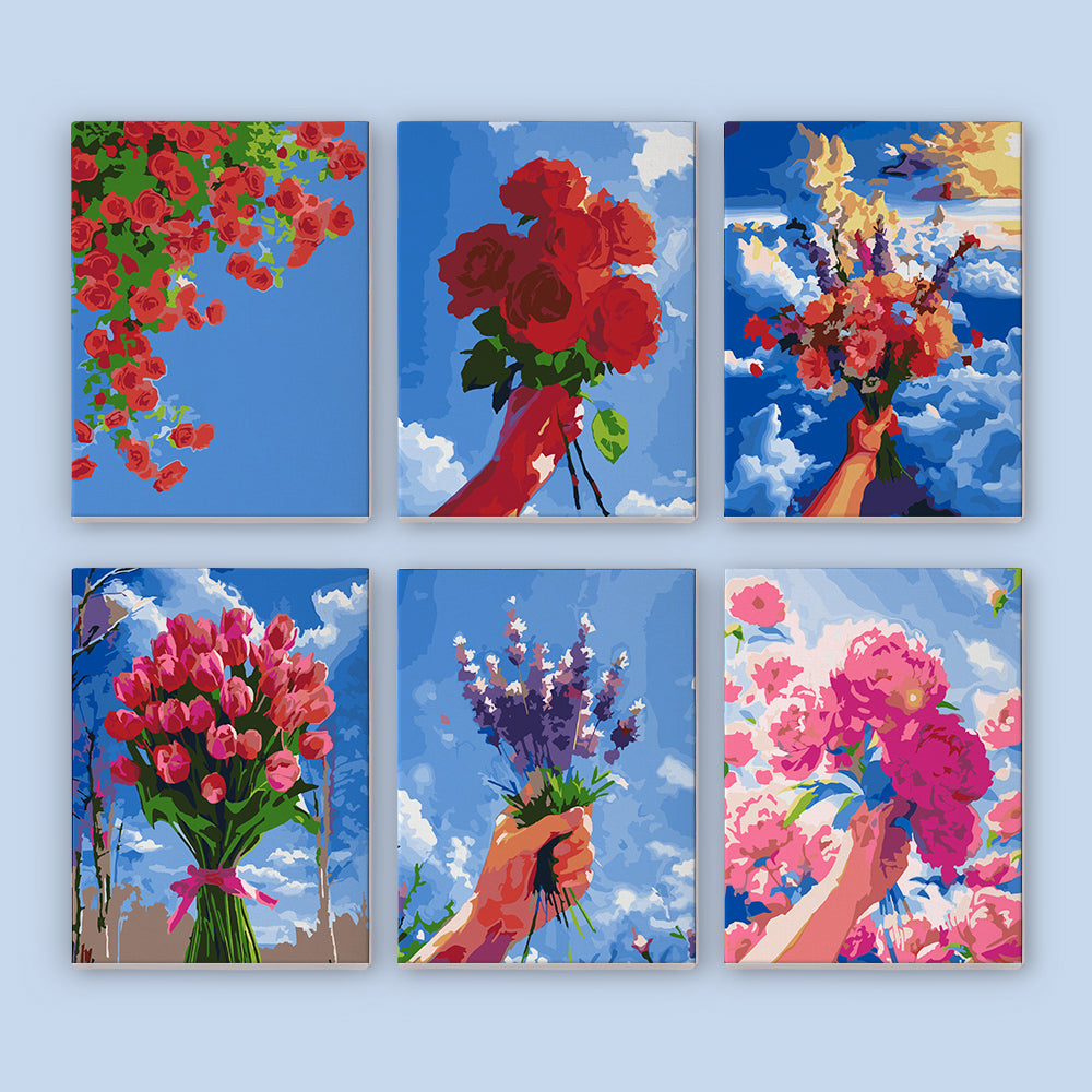 Flower Bouquets Under Blue Skies mini paint by numbers – image 7