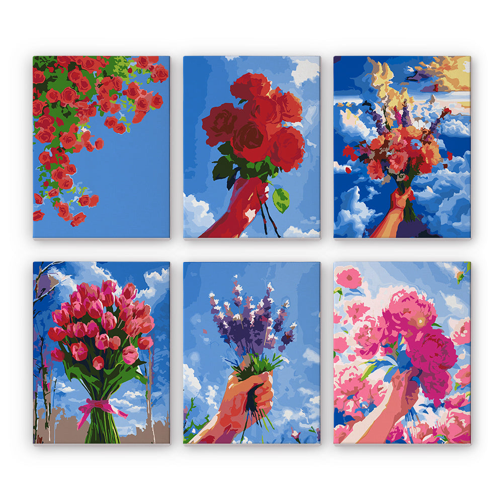 Flower Bouquets Under Blue Skies mini paint by numbers – image 8