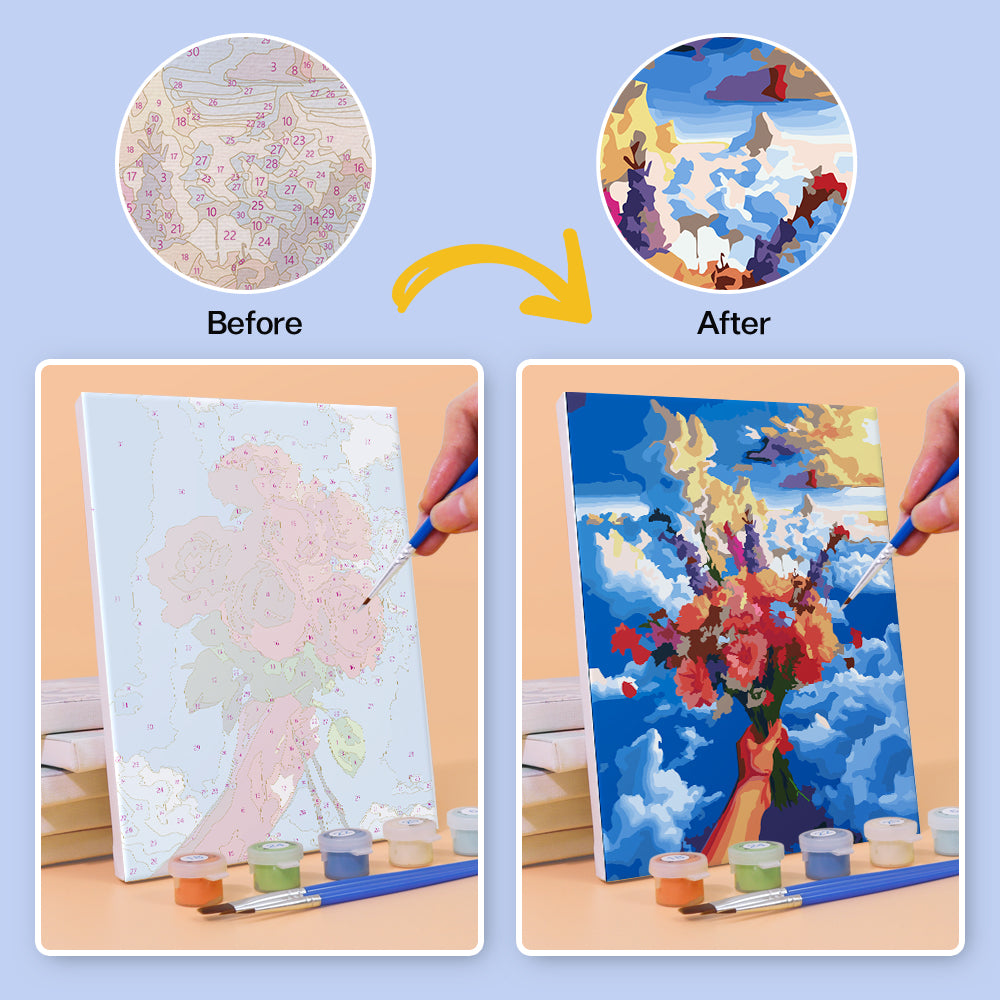 Flower Bouquets Under Blue Skies mini paint by numbers – image 10