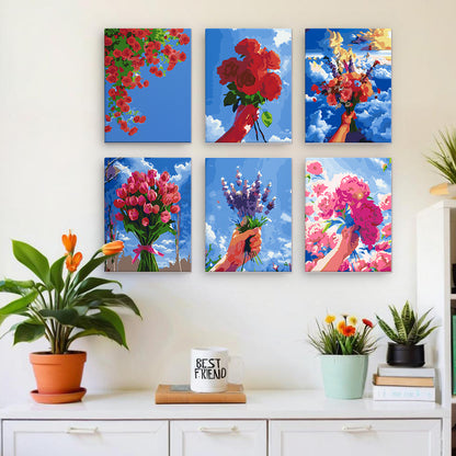 Flower Bouquets Under Blue Skies mini paint by numbers – image 15
