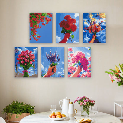 Flower Bouquets Under Blue Skies mini paint by numbers – image 16