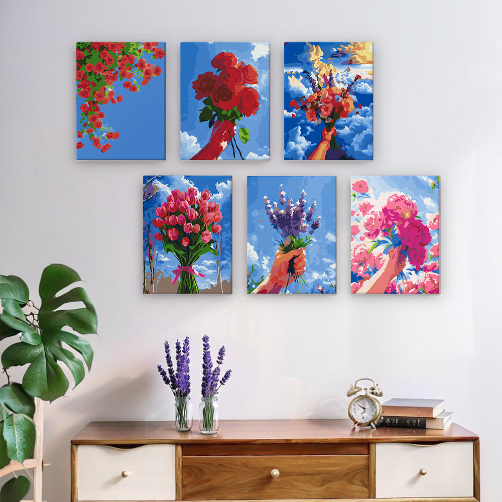 Flower Bouquets Under Blue Skies mini paint by numbers – image 17