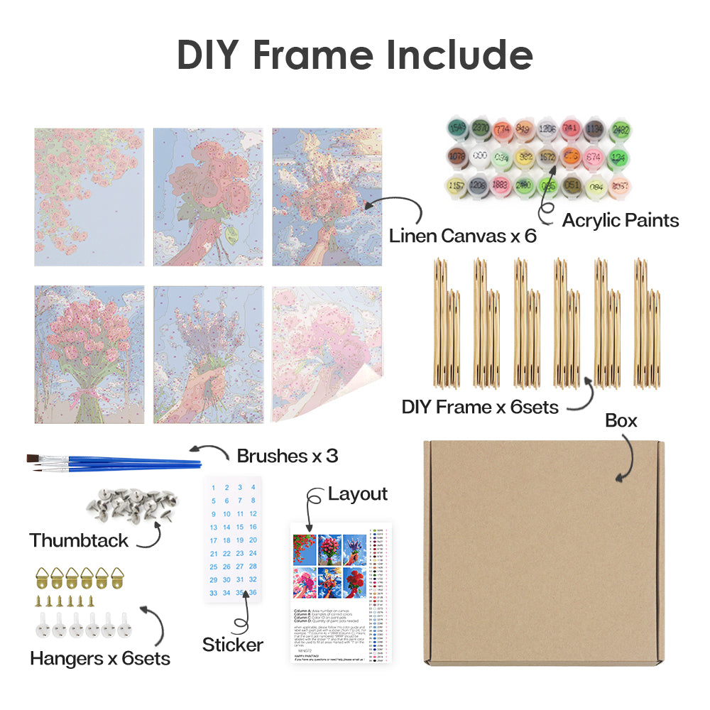 Flower Bouquets Under Blue Skies mini paint by numbers – image 18
