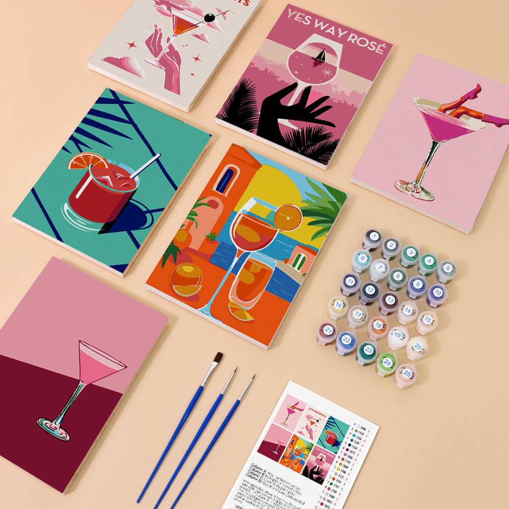Ros茅 and Cocktail Posters mini paint by numbers – image 1