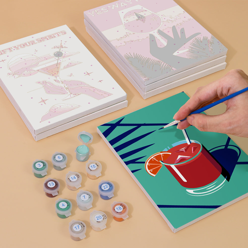 Ros茅 and Cocktail Posters mini paint by numbers – image 4