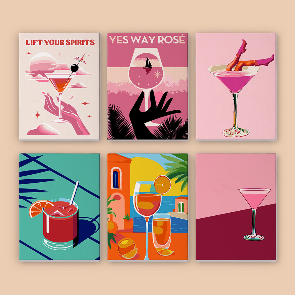 Ros茅 and Cocktail Posters mini paint by numbers – image 7