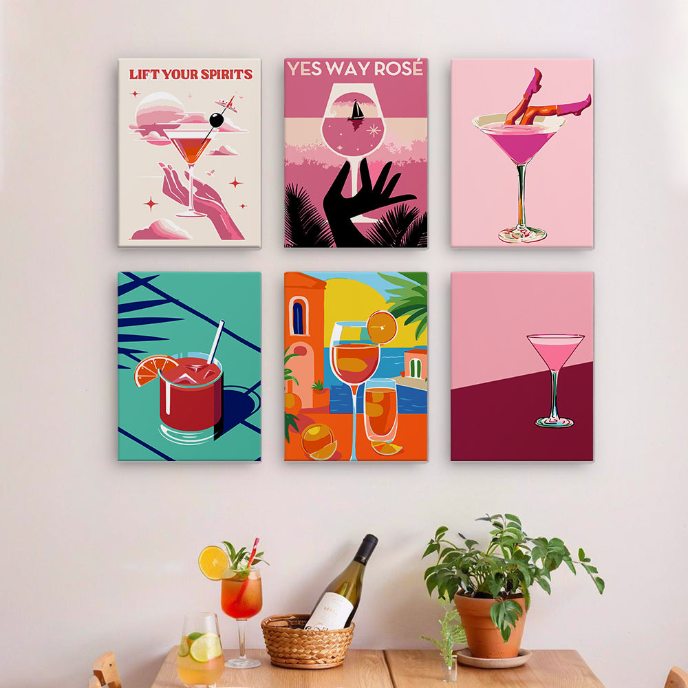 Ros茅 and Cocktail Posters mini paint by numbers – image 13