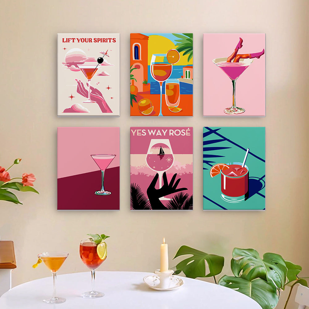 Ros茅 and Cocktail Posters mini paint by numbers – image 14
