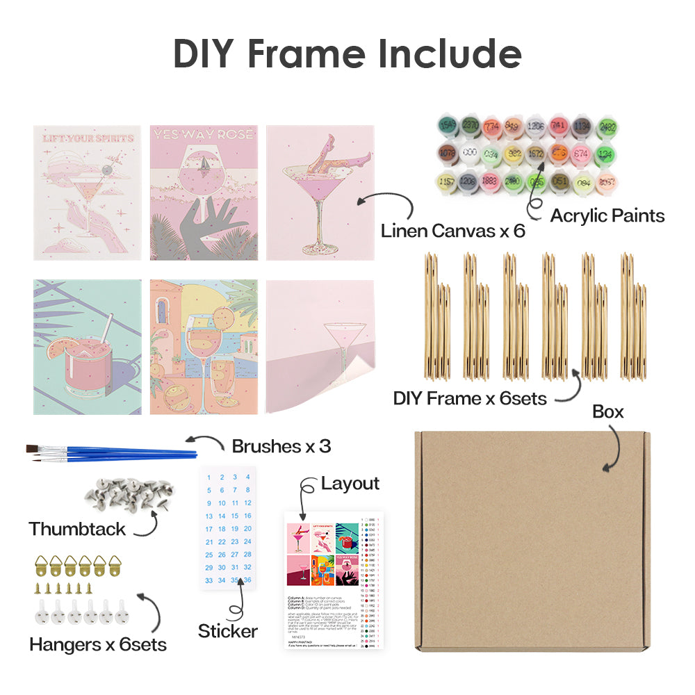 Ros茅 and Cocktail Posters mini paint by numbers – image 15