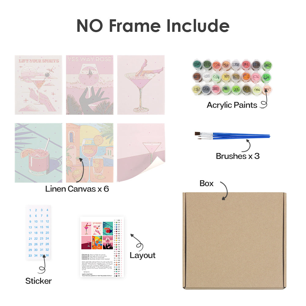 Ros茅 and Cocktail Posters mini paint by numbers – image 16