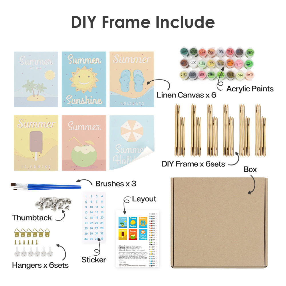 Summer Vacation Icons mini paint by numbers – image 14