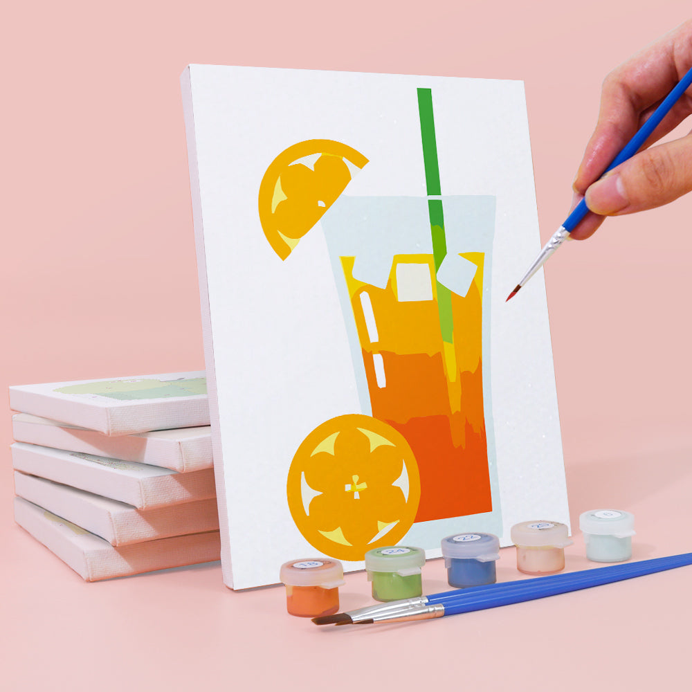 Flat Fruit Juices with Umbrellas mini paint by numbers – image 3