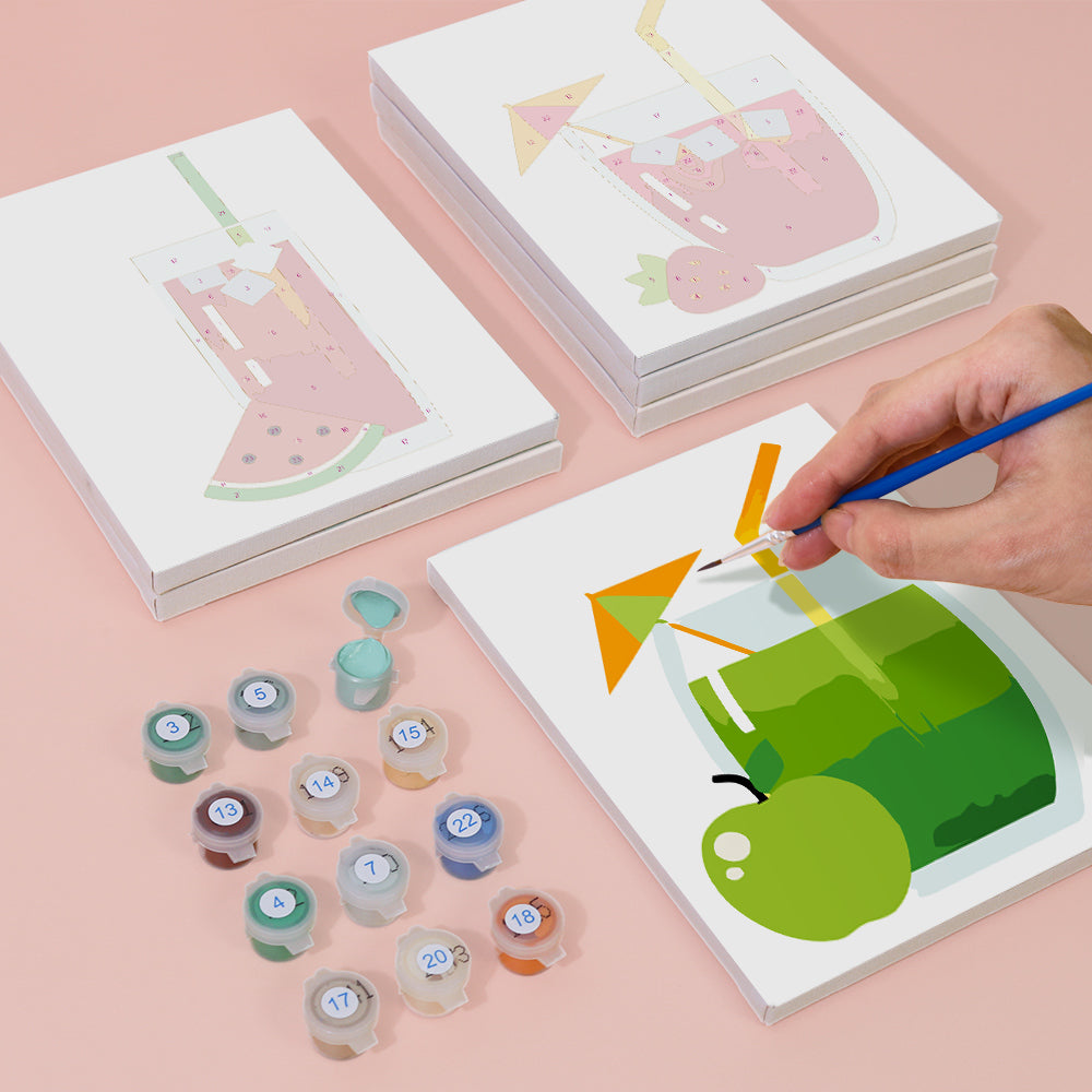 Flat Fruit Juices with Umbrellas mini paint by numbers – image 4