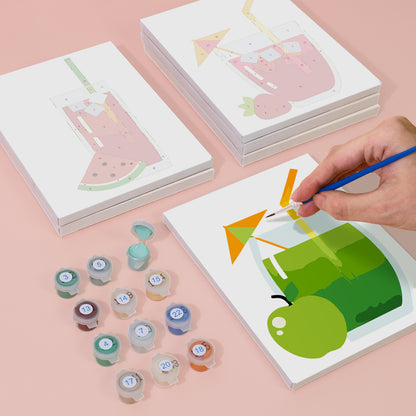 Flat Fruit Juices with Umbrellas mini paint by numbers – image 4