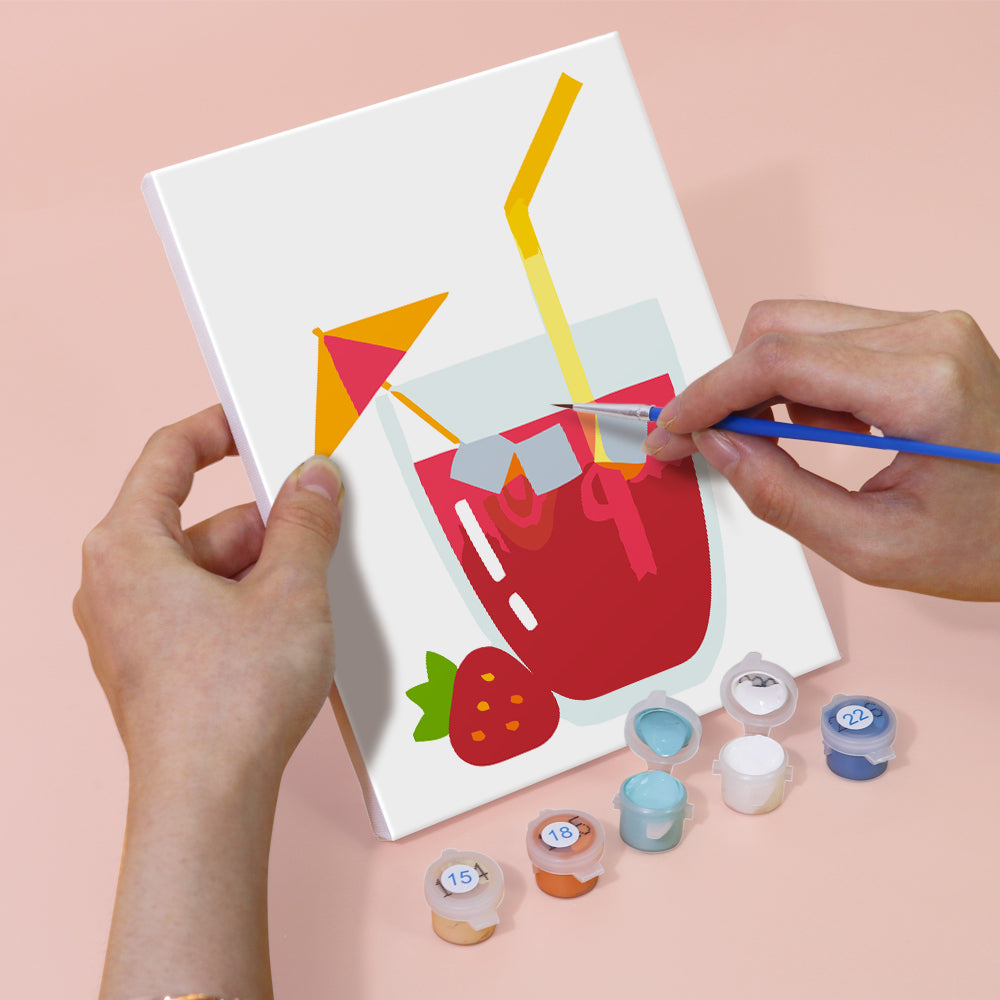 Flat Fruit Juices with Umbrellas mini paint by numbers – image 5