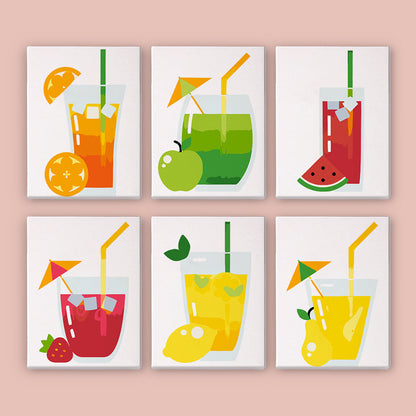 Flat Fruit Juices with Umbrellas mini paint by numbers – image 8