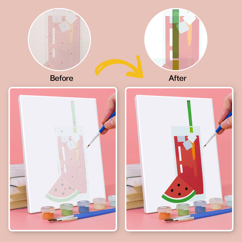 Flat Fruit Juices with Umbrellas mini paint by numbers – image 10