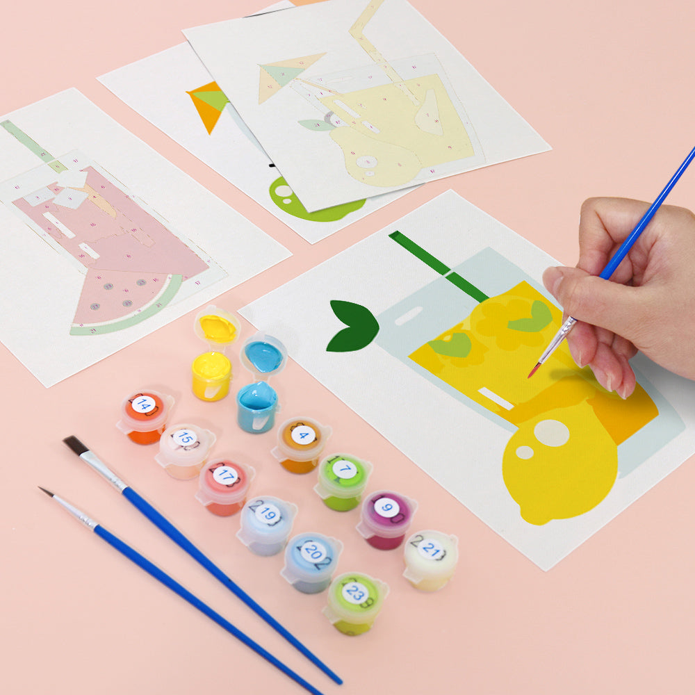 Flat Fruit Juices with Umbrellas mini paint by numbers – image 12