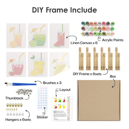 Flat Fruit Juices with Umbrellas mini paint by numbers – image 14