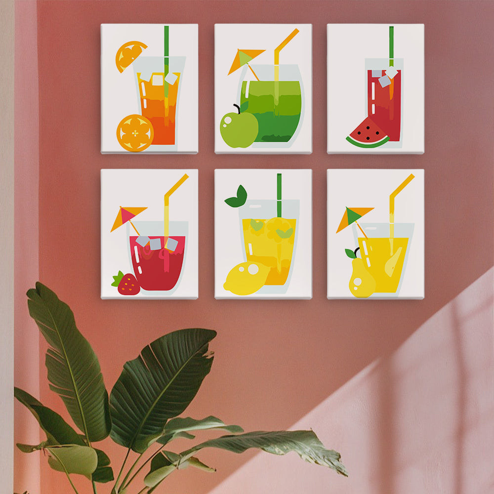 Flat Fruit Juices with Umbrellas mini paint by numbers – image 15