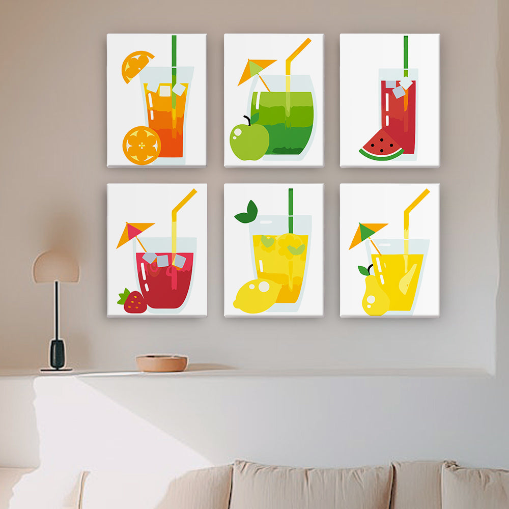 Flat Fruit Juices with Umbrellas mini paint by numbers – image 16