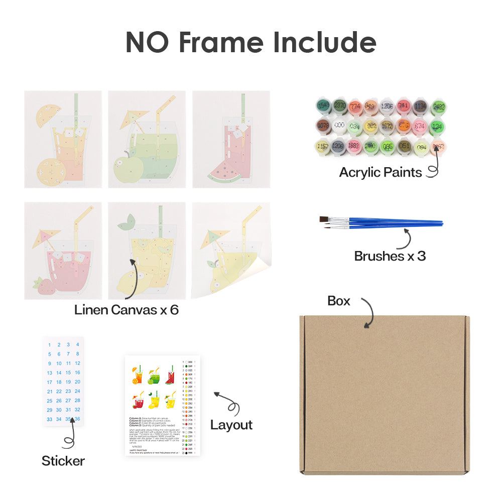 Flat Fruit Juices with Umbrellas mini paint by numbers – image 17