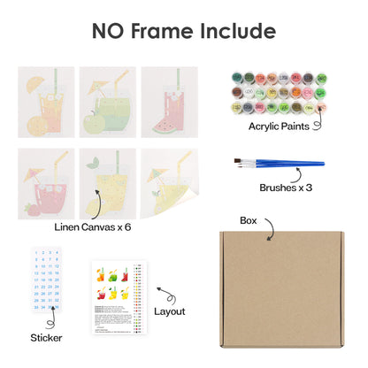 Flat Fruit Juices with Umbrellas mini paint by numbers – image 17