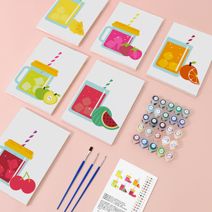 Striped Straw Fruit Jar Mugs mini paint by numbers – image 1