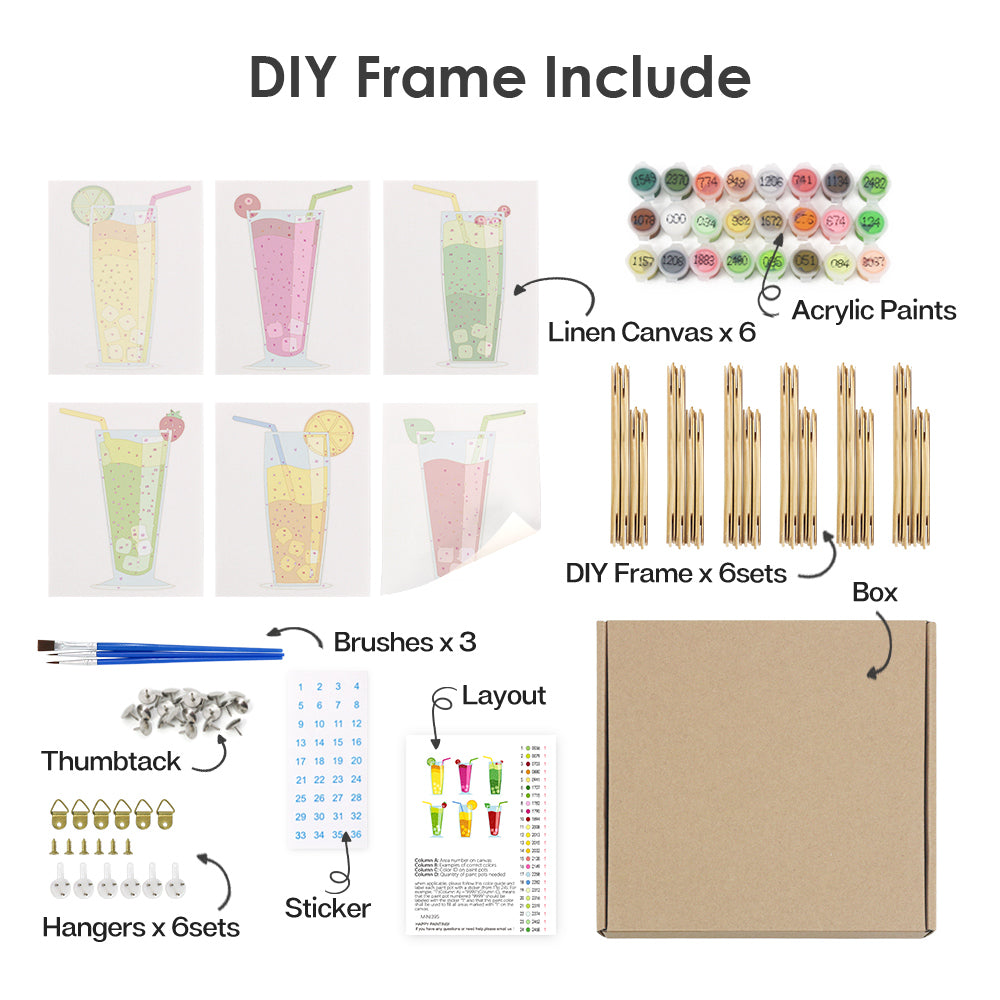 Colorful Sparkling Drinks mini paint by numbers – image 14