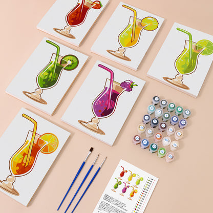 Hurricane Glass Fruit Cocktails mini paint by numbers – image 1