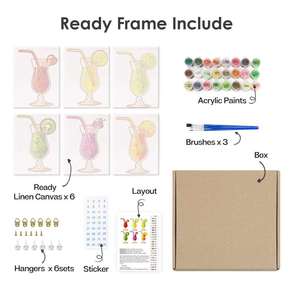 Hurricane Glass Fruit Cocktails mini paint by numbers – image 18
