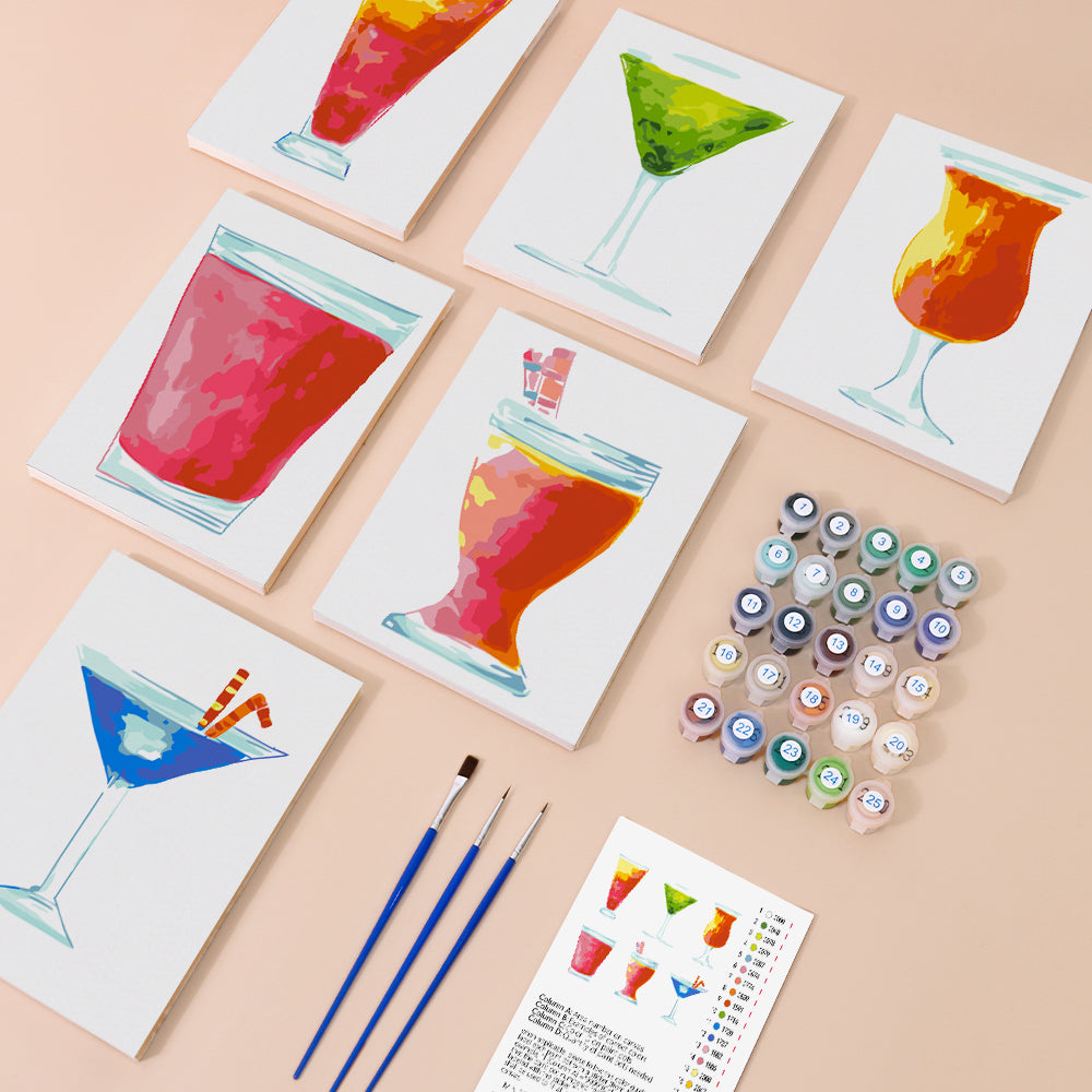 Abstract Cocktail Glasses mini paint by numbers – image 1