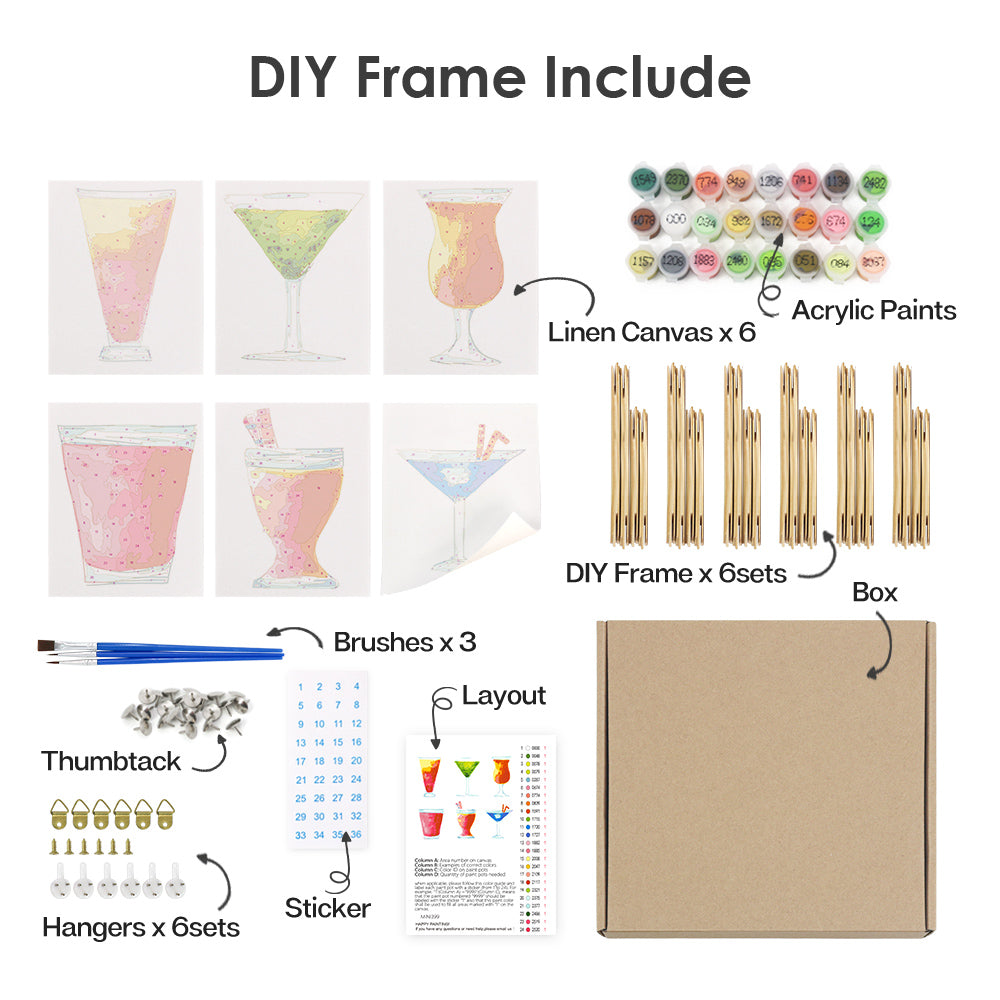 Abstract Cocktail Glasses mini paint by numbers – image 14