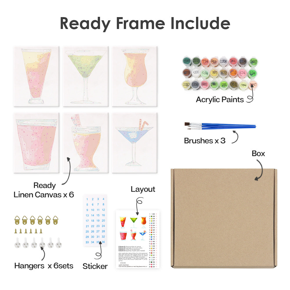 Abstract Cocktail Glasses mini paint by numbers – image 18
