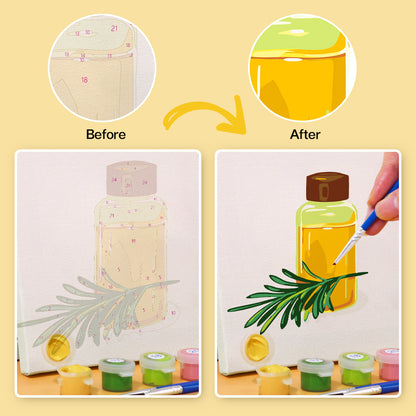 Golden Herbal Oil Bottles mini paint by numbers – image 9